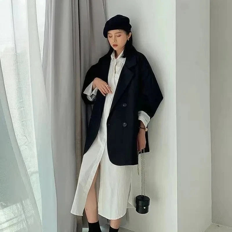 Dark Academia Brown Blazer - Vintage Oversized