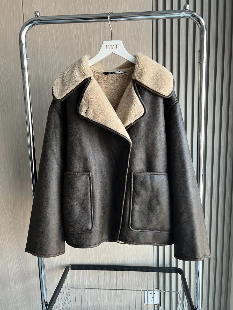 Dark Academia Double Collar Jacket - Oversized