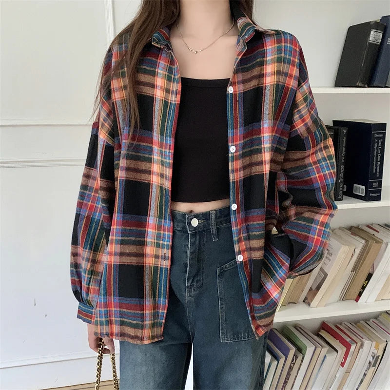 Dark Academia Plaid Shirt - Vintage Preppy