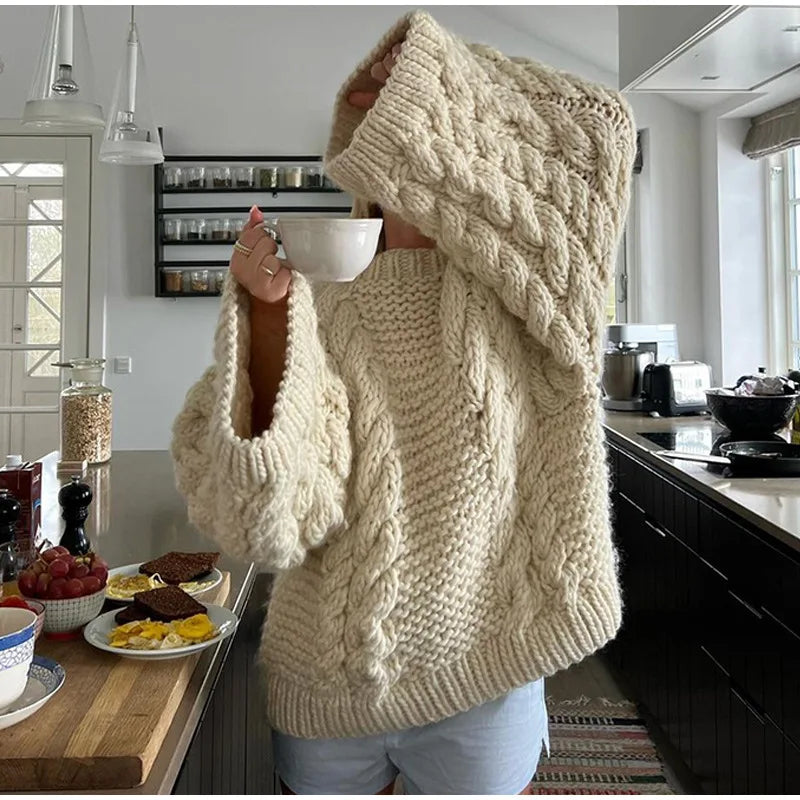 Dark Academia Knitted Sweater - Lantern Sleeve