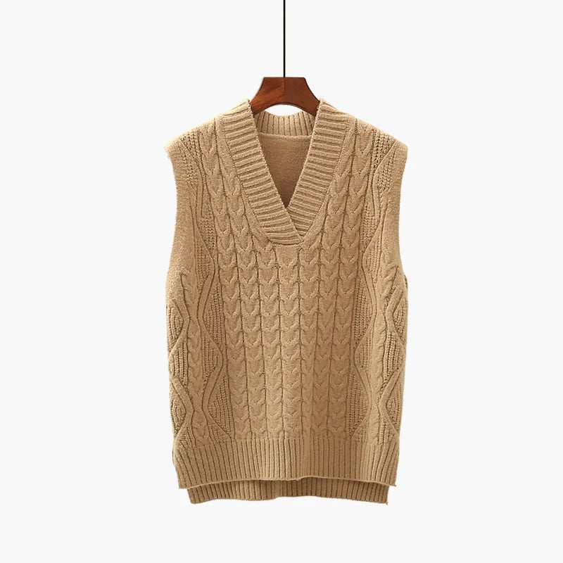 Dark Academia Twist Vest - Wool V-Neck Waistcoat
