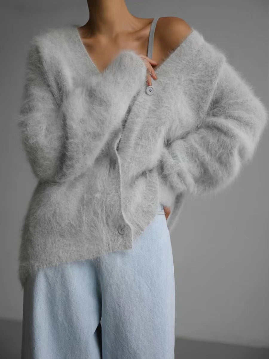 Dark Academia V-Neck Cardigan - Button Oversized
