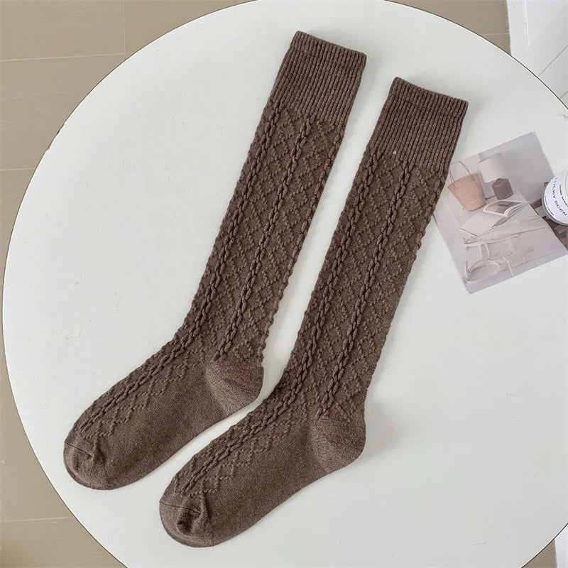 Dark Academia Retro Solid Knee High Stockings