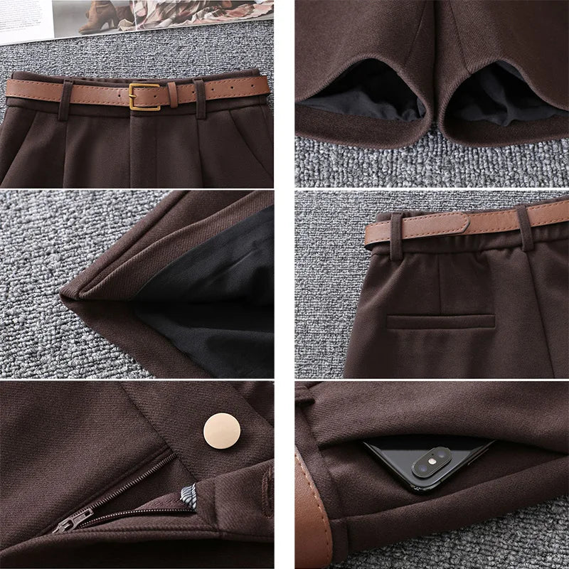 Dark Academia Basic Winter Shorts - Office Solid