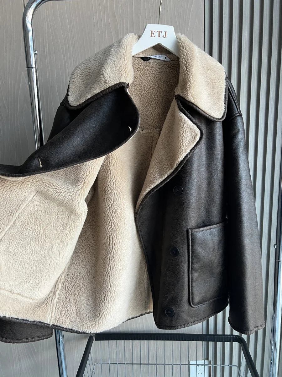 Dark Academia Double Collar Jacket - Oversized