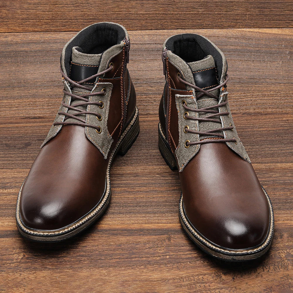 Dark Academia Brown Leather Boots - British Retro