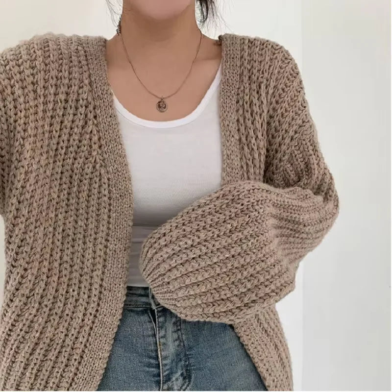 Dark Academia Y2K Cardigan - Lantern Sleeve