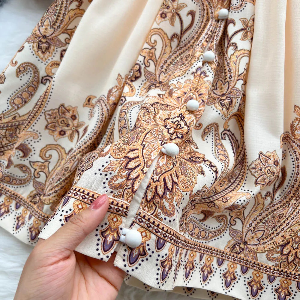 Dark Academia Paisley Print Mini - Lantern Sleeve