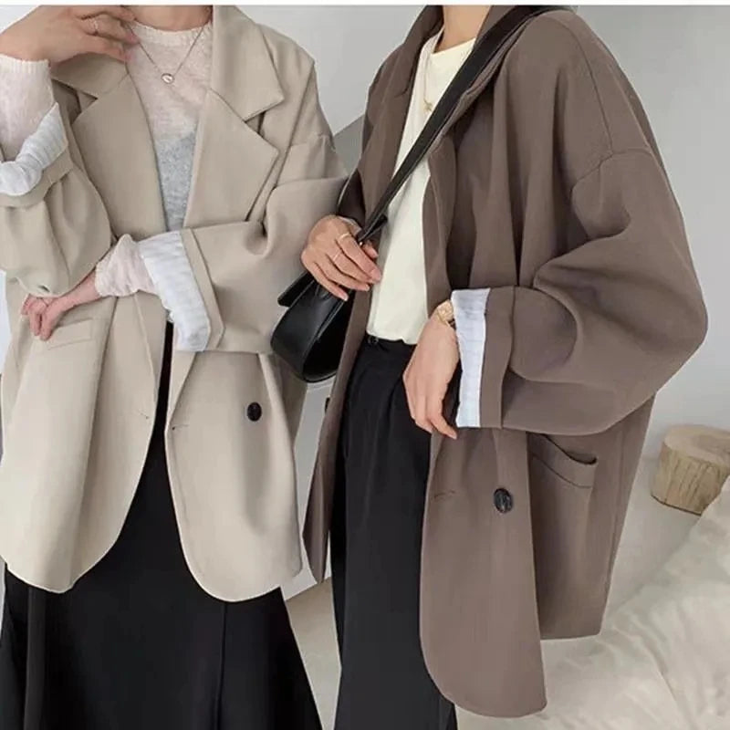Dark Academia Brown Blazer - Vintage Oversized