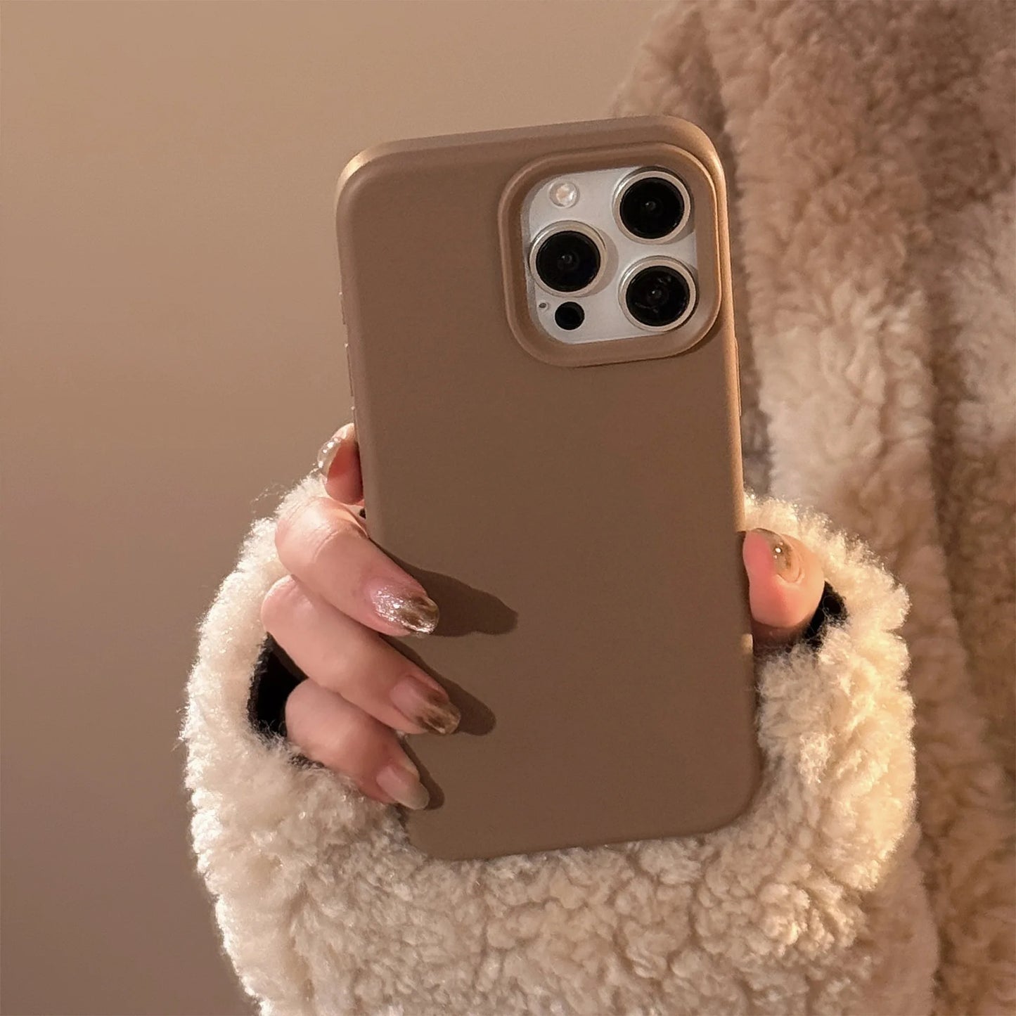 Dark Academia Minimalist iPhone Case - Brown Cream