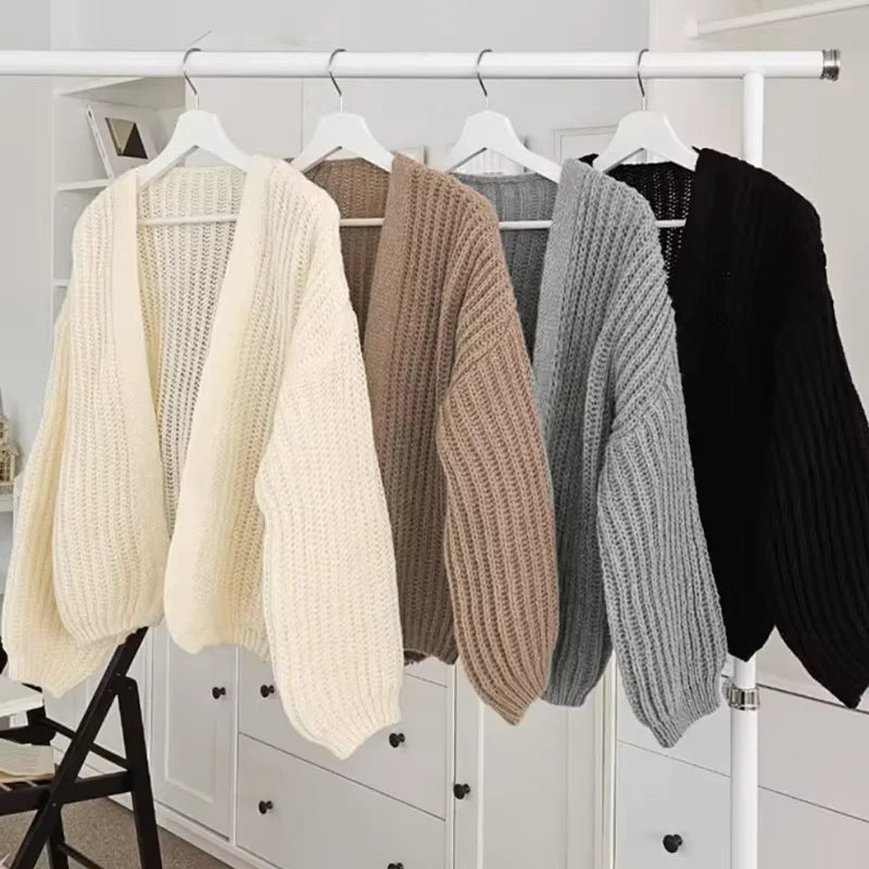 Dark Academia Y2K Cardigan - Lantern Sleeve