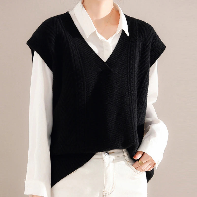 Dark Academia Knitted Waistcoat - V-Neck Elegant