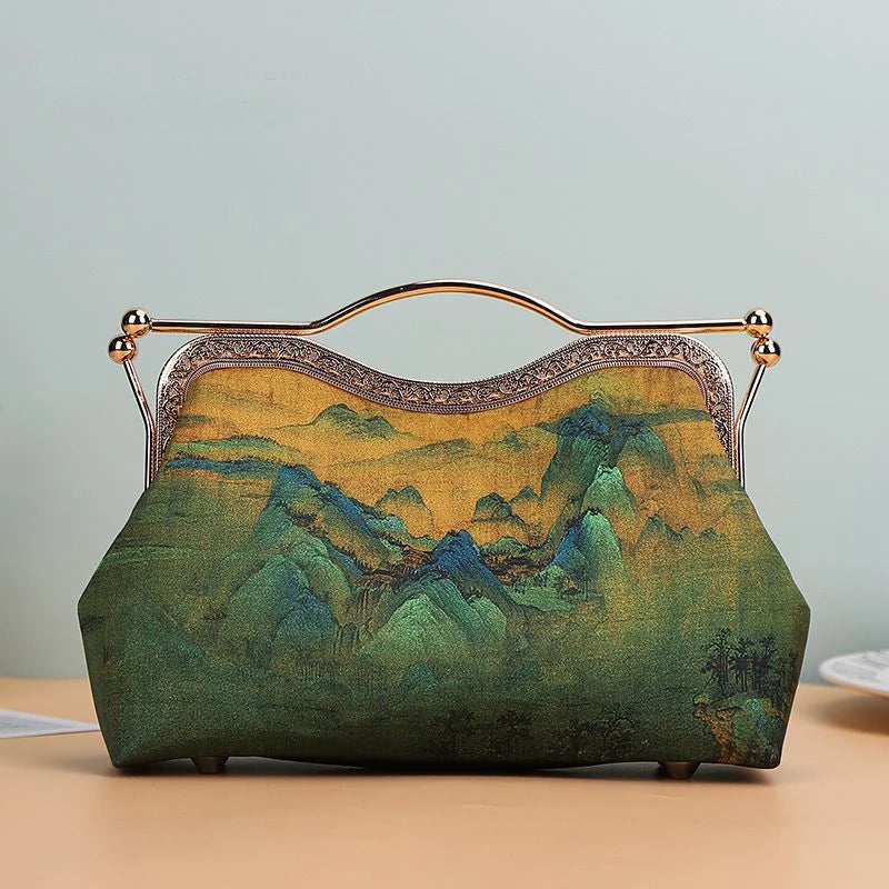 Dark Academia Metal Designer Bag - Shell Lock