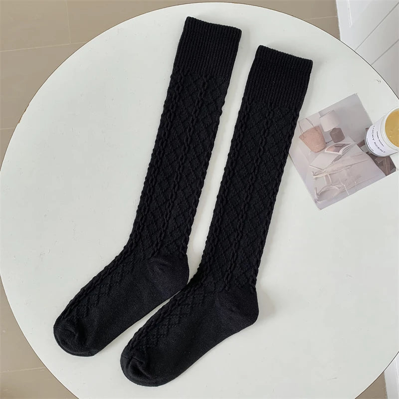 Dark Academia Retro Solid Knee High Stockings
