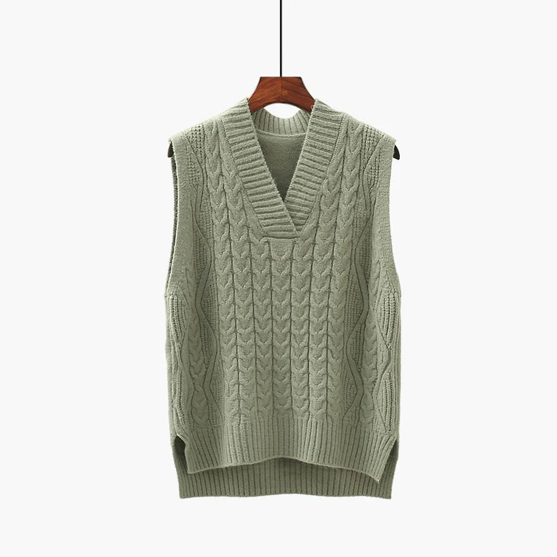 Dark Academia Twist Vest - Wool V-Neck Waistcoat
