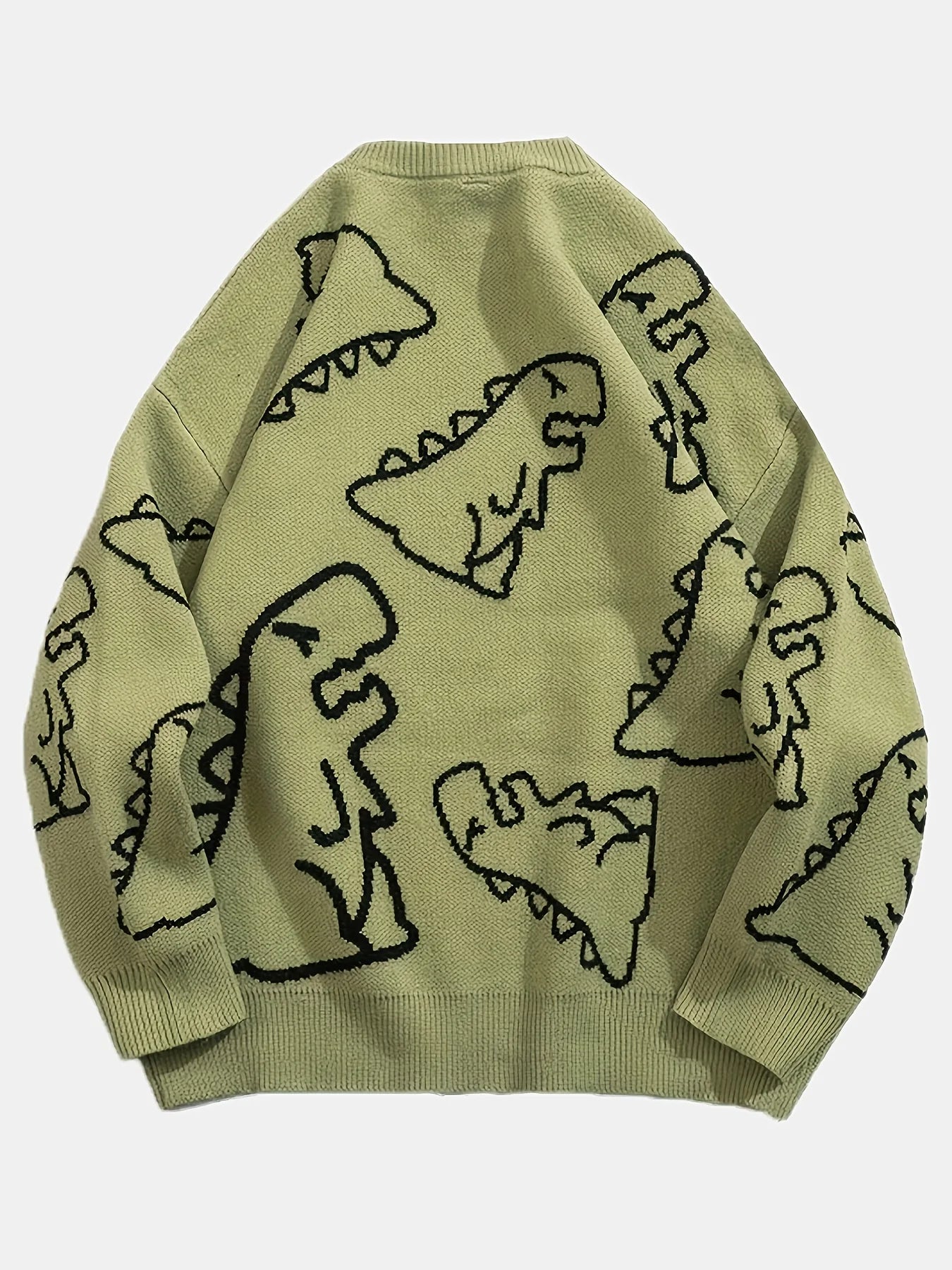 Dark Academia Dinosaur Pattern Sweater - Oversized