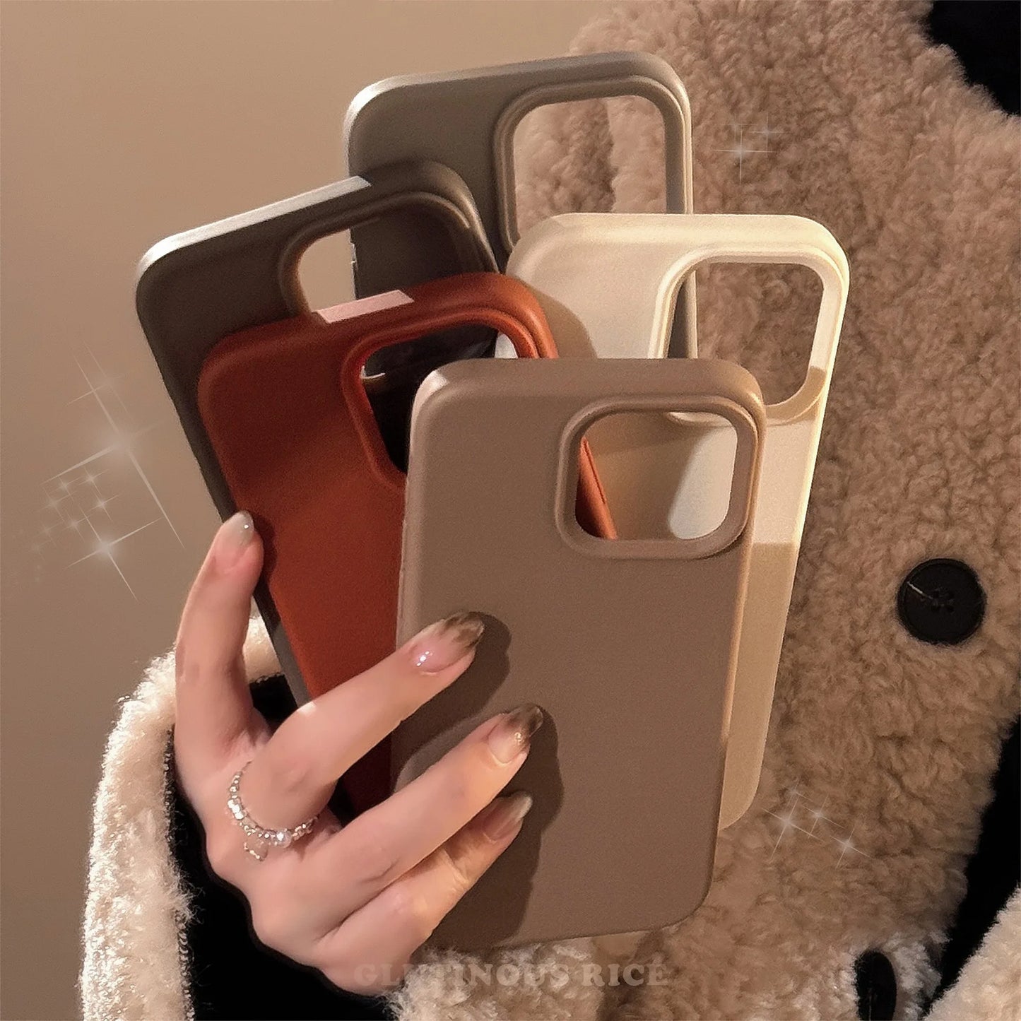 Dark Academia Minimalist iPhone Case - Brown Cream