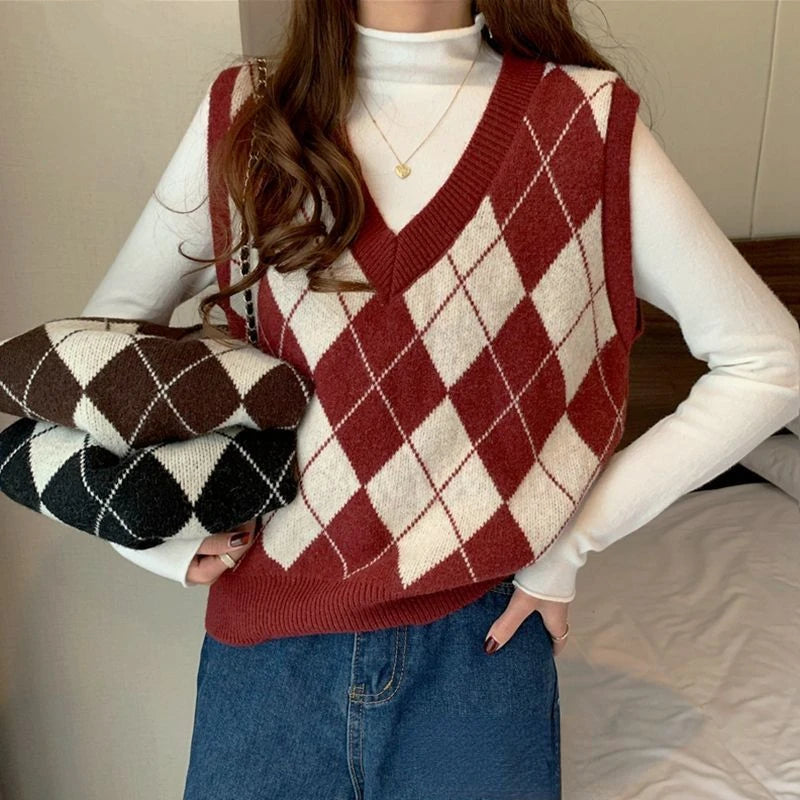 Dark Academia Plaid Vest - Cozy Tender Preppy