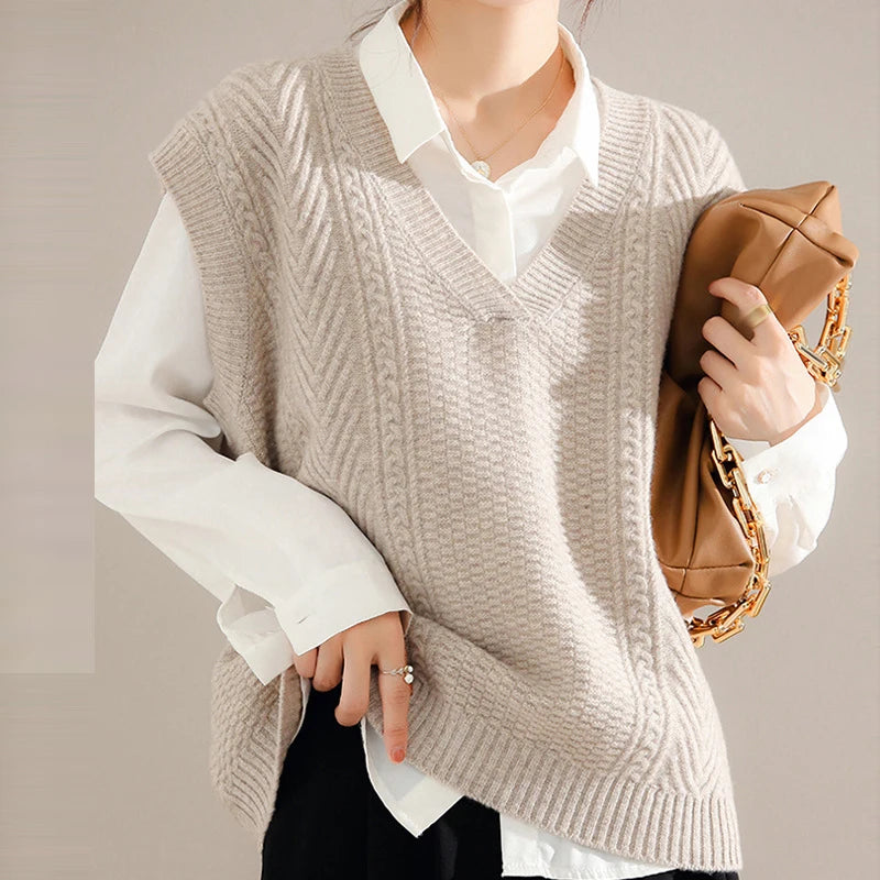Dark Academia Knitted Waistcoat - V-Neck Elegant