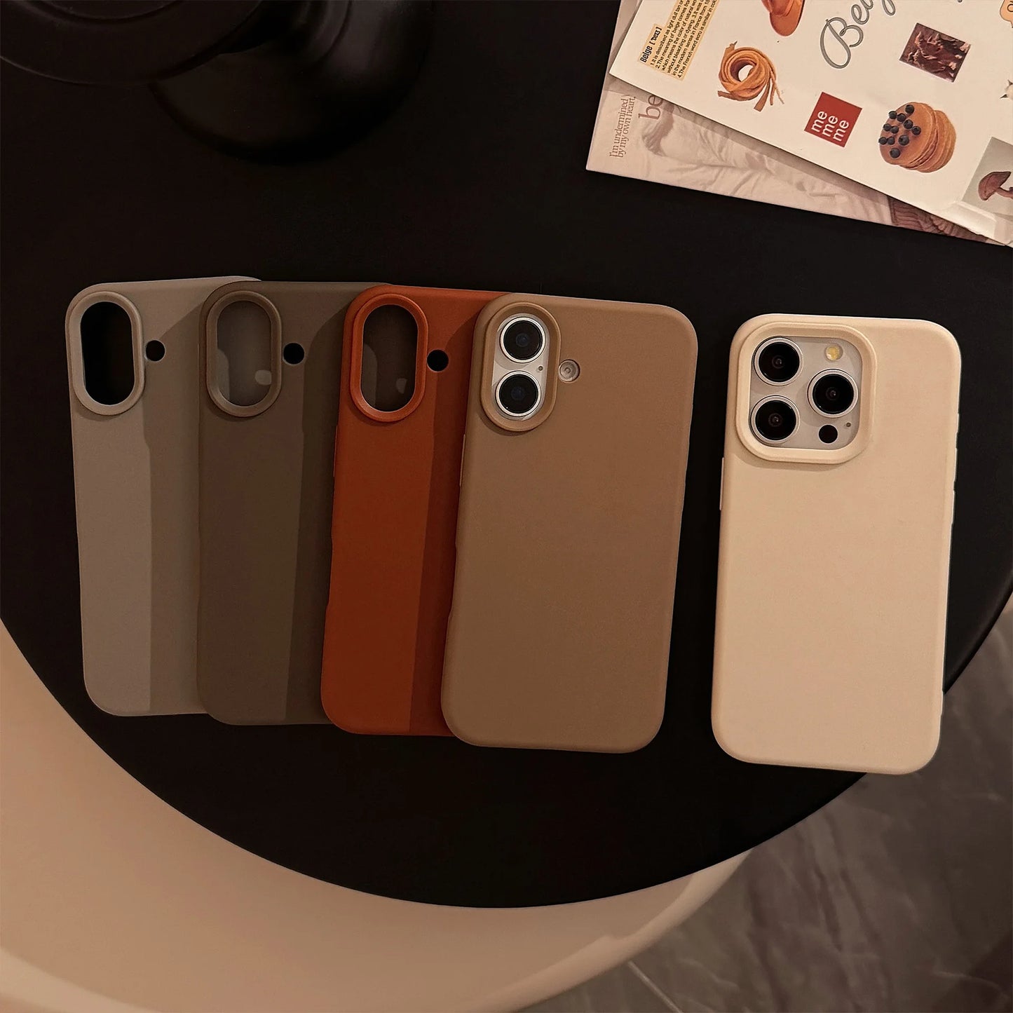 Dark Academia Minimalist iPhone Case - Brown Cream