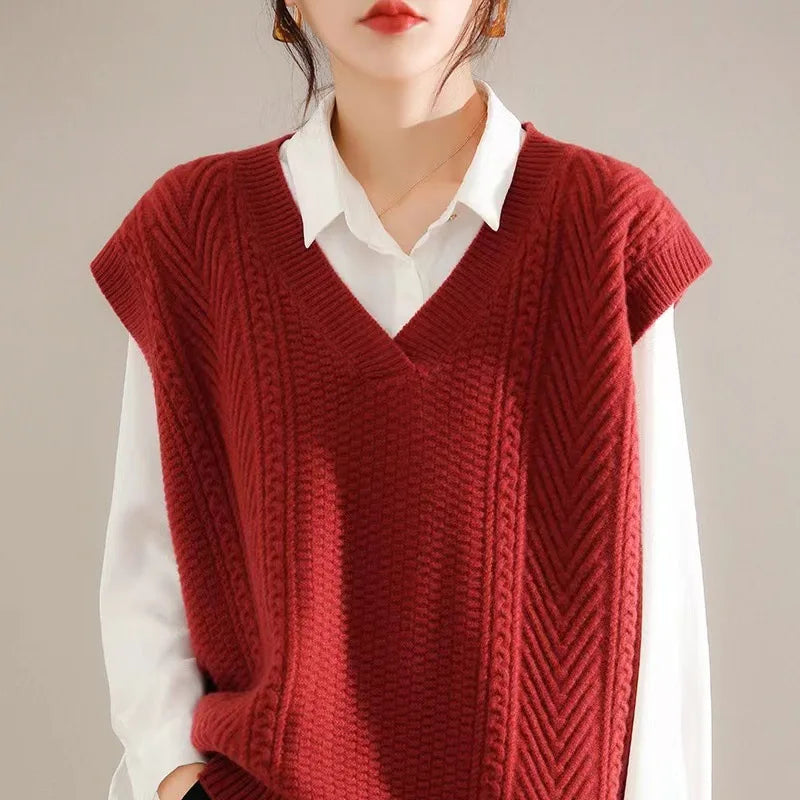 Dark Academia Knitted Waistcoat - V-Neck Elegant