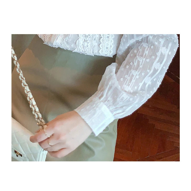 Dark Academia White Lace Blouse - Autumn Long