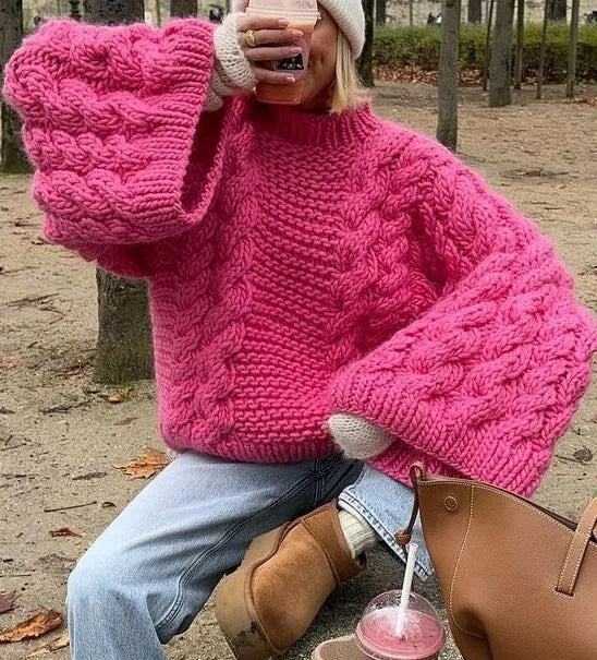 Dark Academia Knitted Sweater - Lantern Sleeve