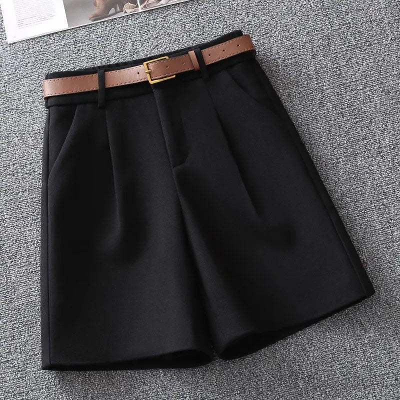 Dark Academia Basic Winter Shorts - Office Solid