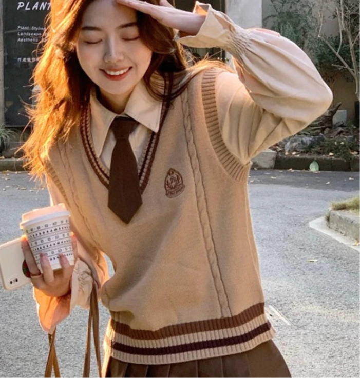 Dark Academia England Preppy Vest - V-Neck School