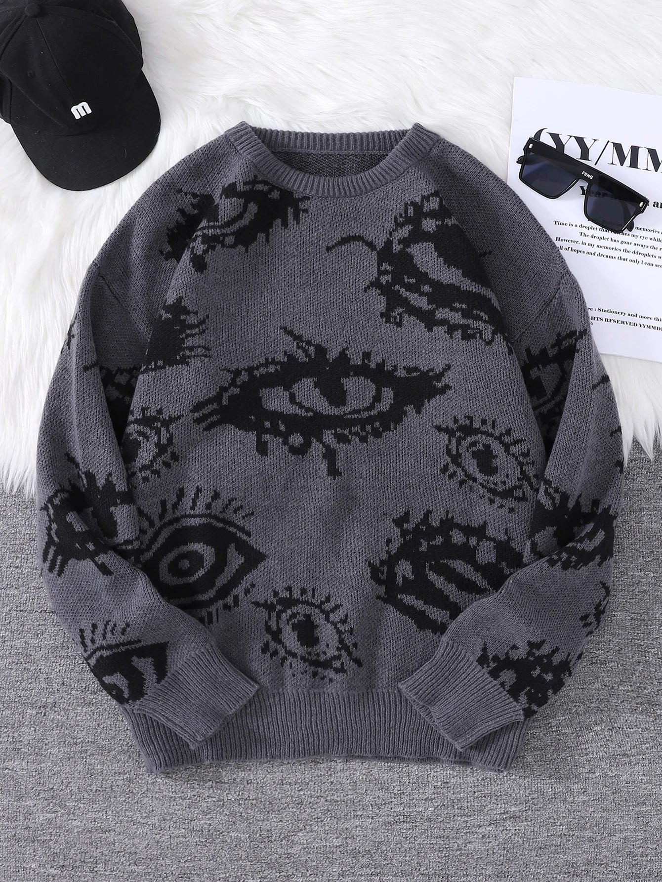 Dark Academia Abstract Eye Sweater - Round Neck