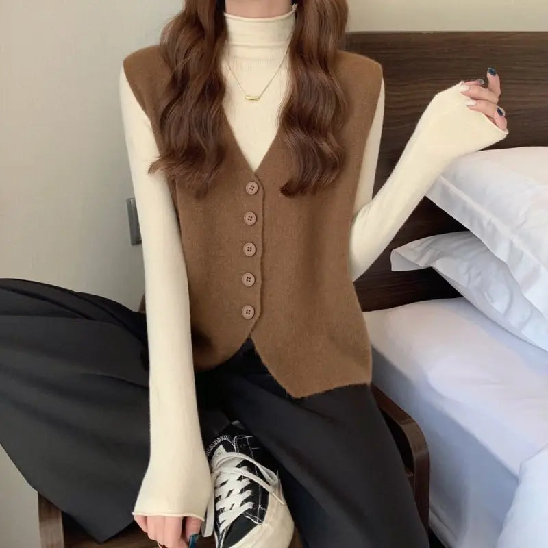 Dark Academia Knitted Vest - Fragrant Small Cuff