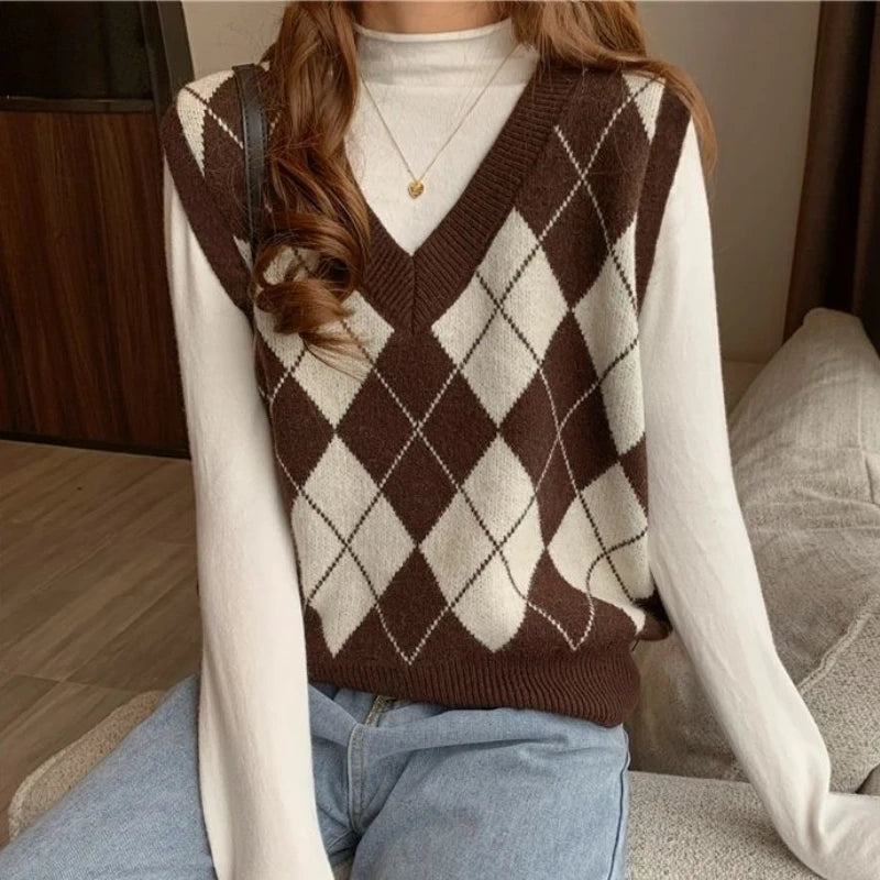 Dark Academia Plaid Vest - Cozy Tender Preppy