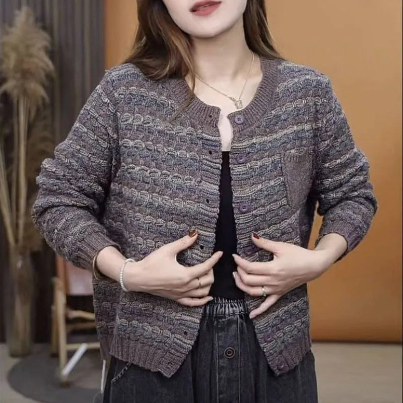 Dark Academia Ethnic Striped Cardigan - O-Neck