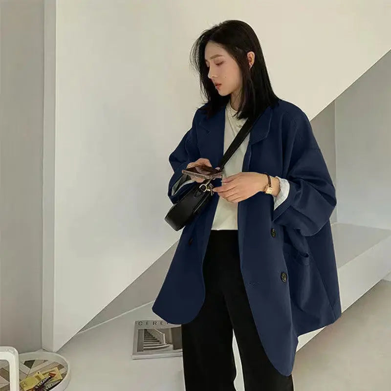 Dark Academia Brown Blazer - Vintage Oversized