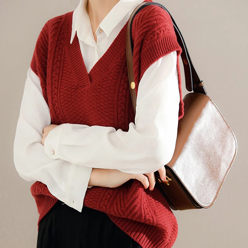Dark Academia Knitted Waistcoat - V-Neck Elegant