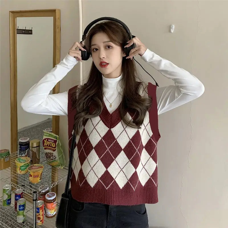 Dark Academia Plaid Vest - Cozy Tender Preppy