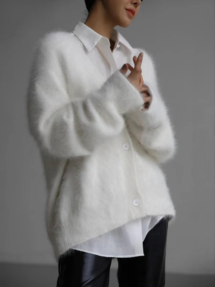 Dark Academia V-Neck Cardigan - Button Oversized