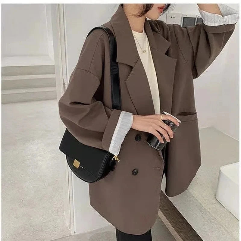 Dark Academia Brown Blazer - Vintage Oversized