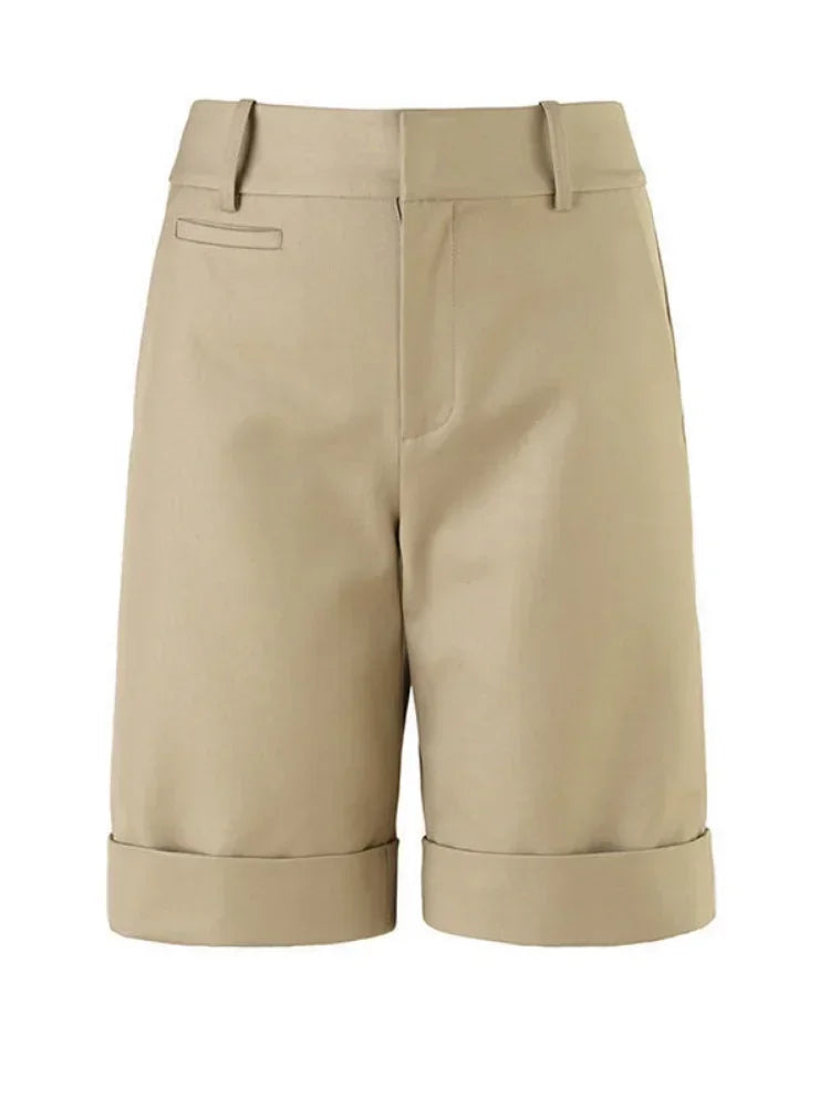 Dark Academia White Office Shorts - High Waist