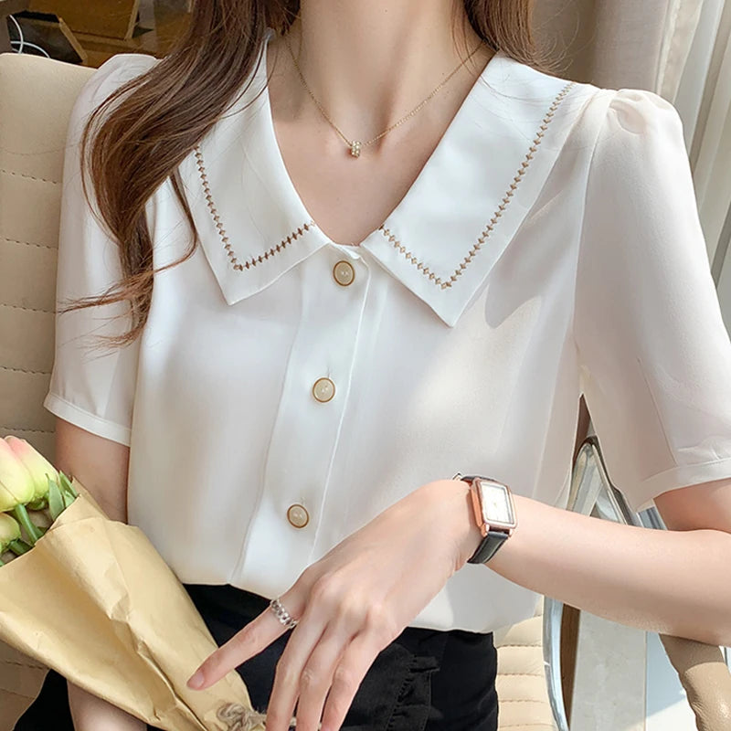 Dark Academia Turn Down Collar Blouse