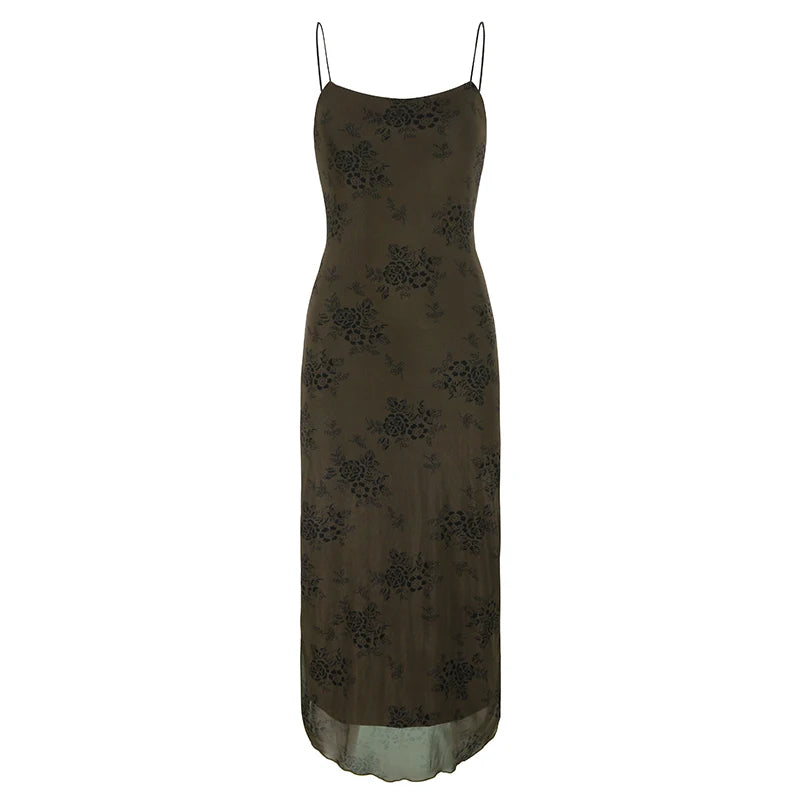 Dark Academia Y2K Mesh Dress - Fairycore Grunge