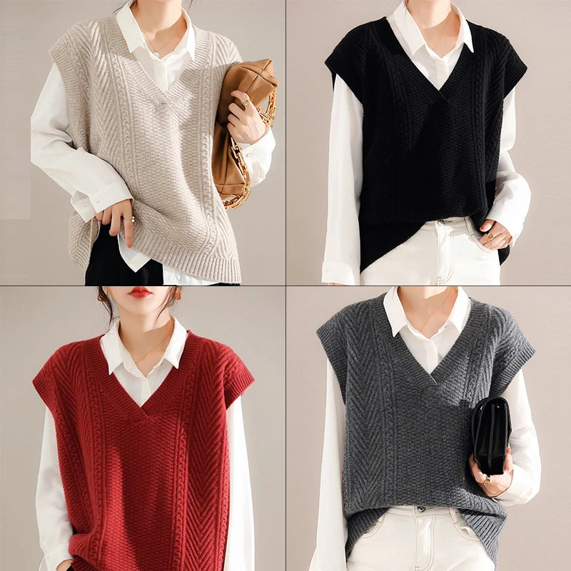 Dark Academia Knitted Waistcoat - V-Neck Elegant