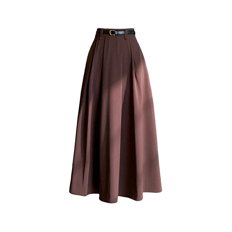 Dark Academia A-Line Umbrella Skirt - High Waist Style