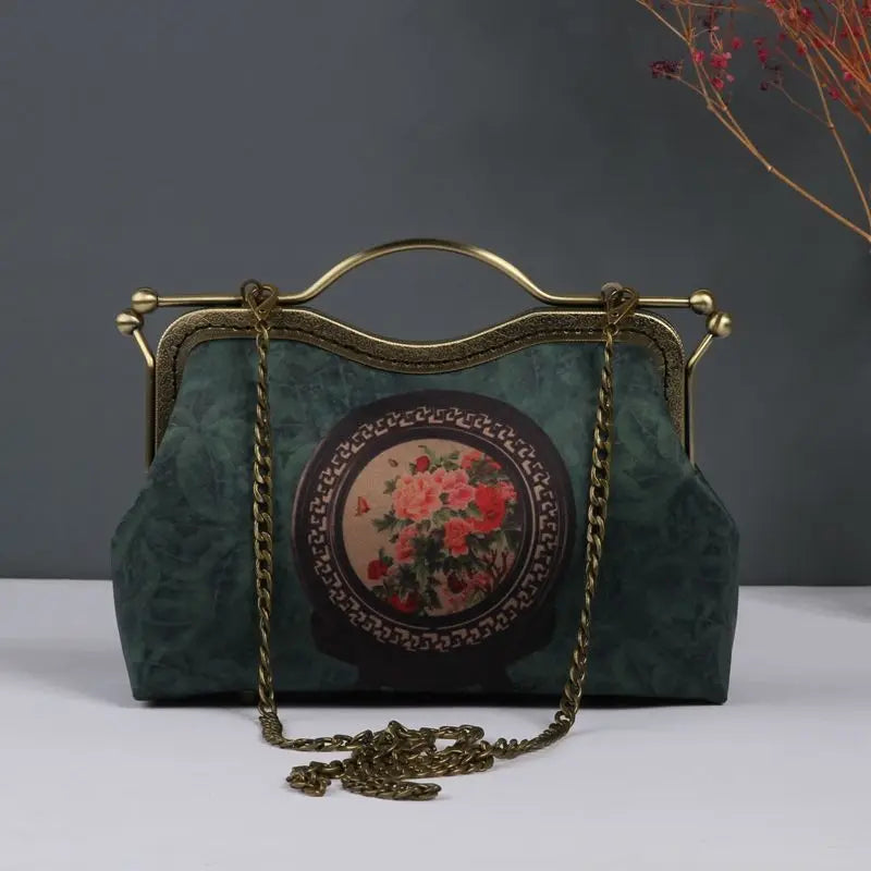 Dark Academia Metal Designer Bag - Shell Lock