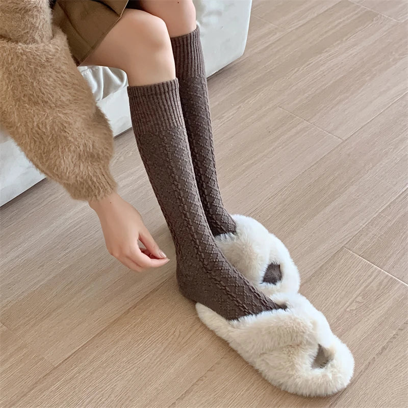 Dark Academia Retro Solid Knee High Stockings