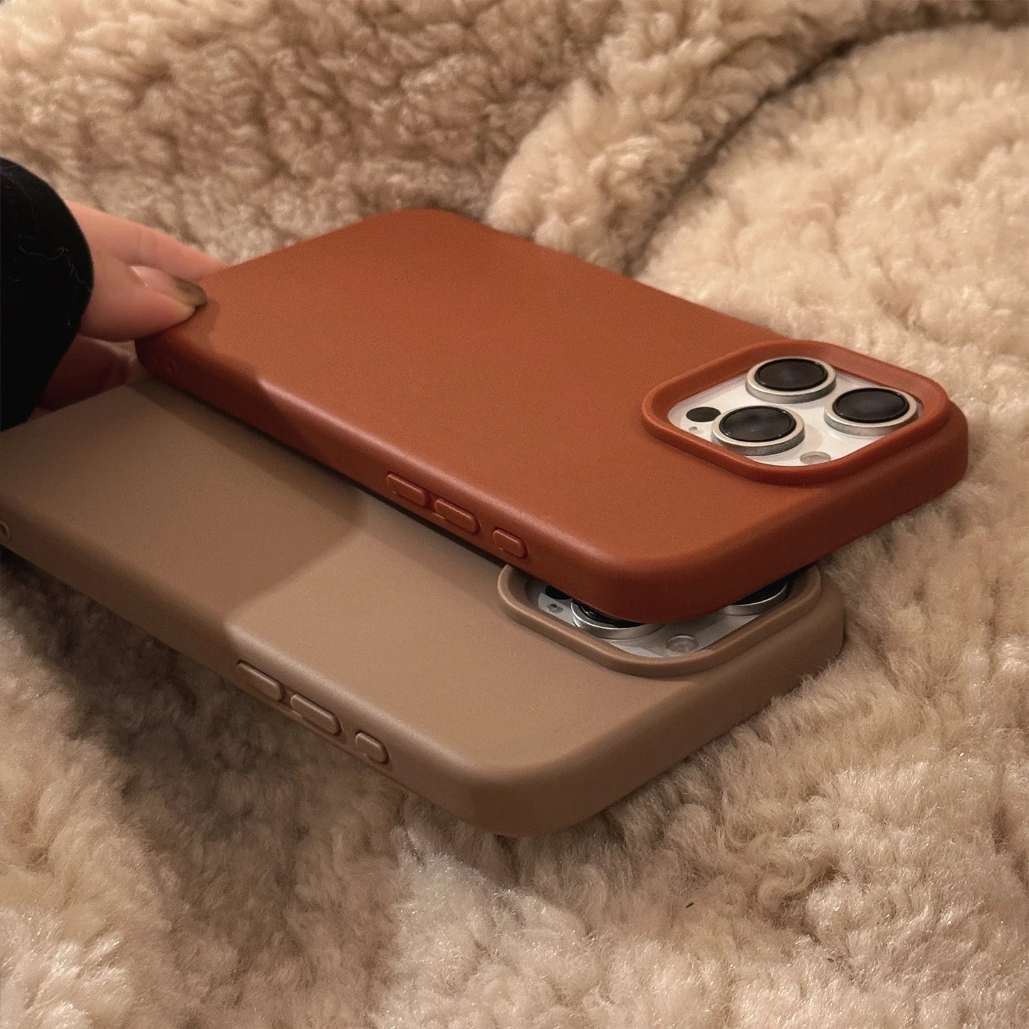 Dark Academia Minimalist iPhone Case - Brown Cream