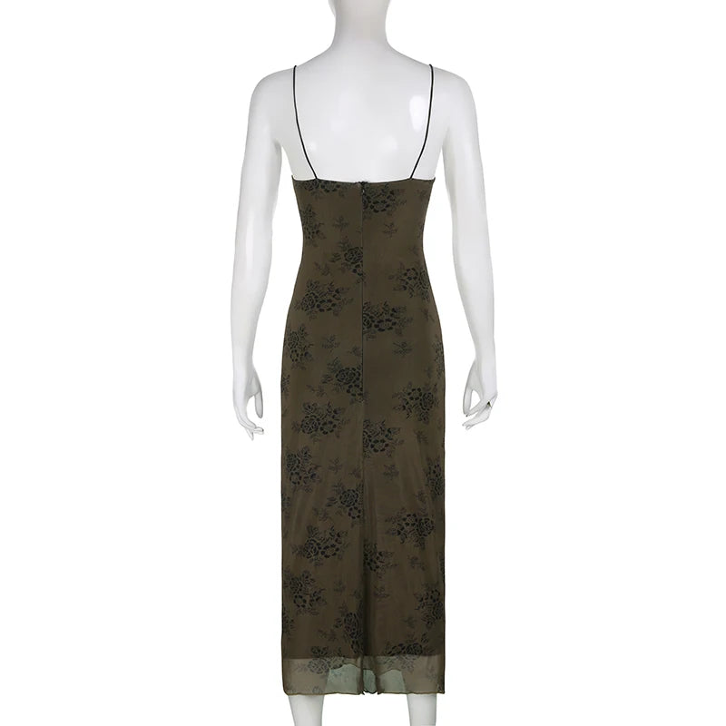 Dark Academia Y2K Mesh Dress - Fairycore Grunge