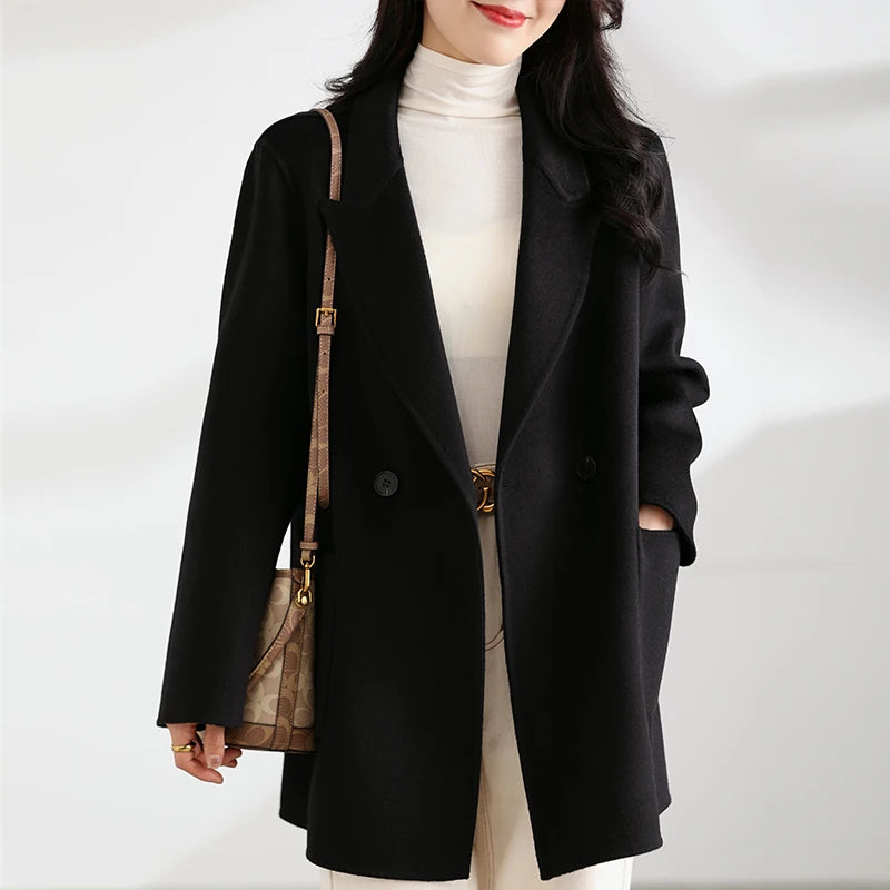 Dark Academia Cashmere Coat - Pure Wool Short