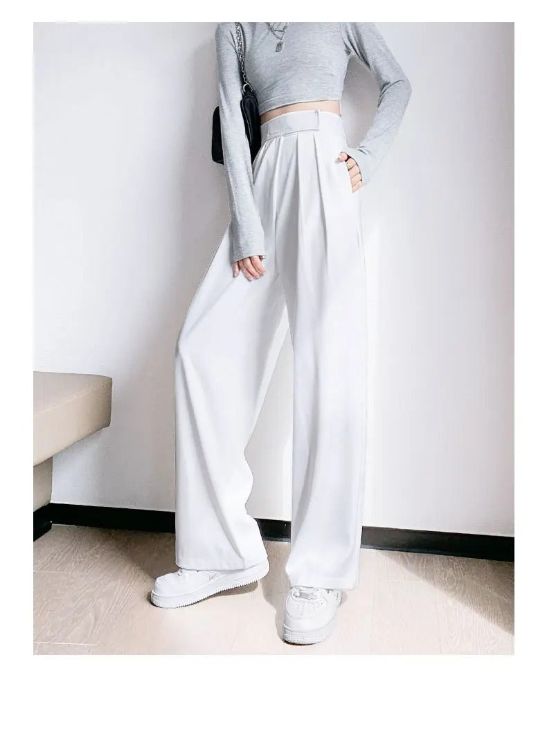 Dark Academia Brown Wide Leg Suit Pants - High Waist Vintage