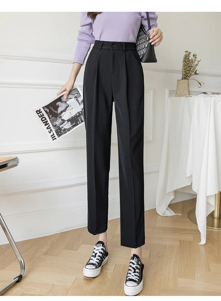 Dark Academia Formal Suit Pants - Straight Leg Trousers